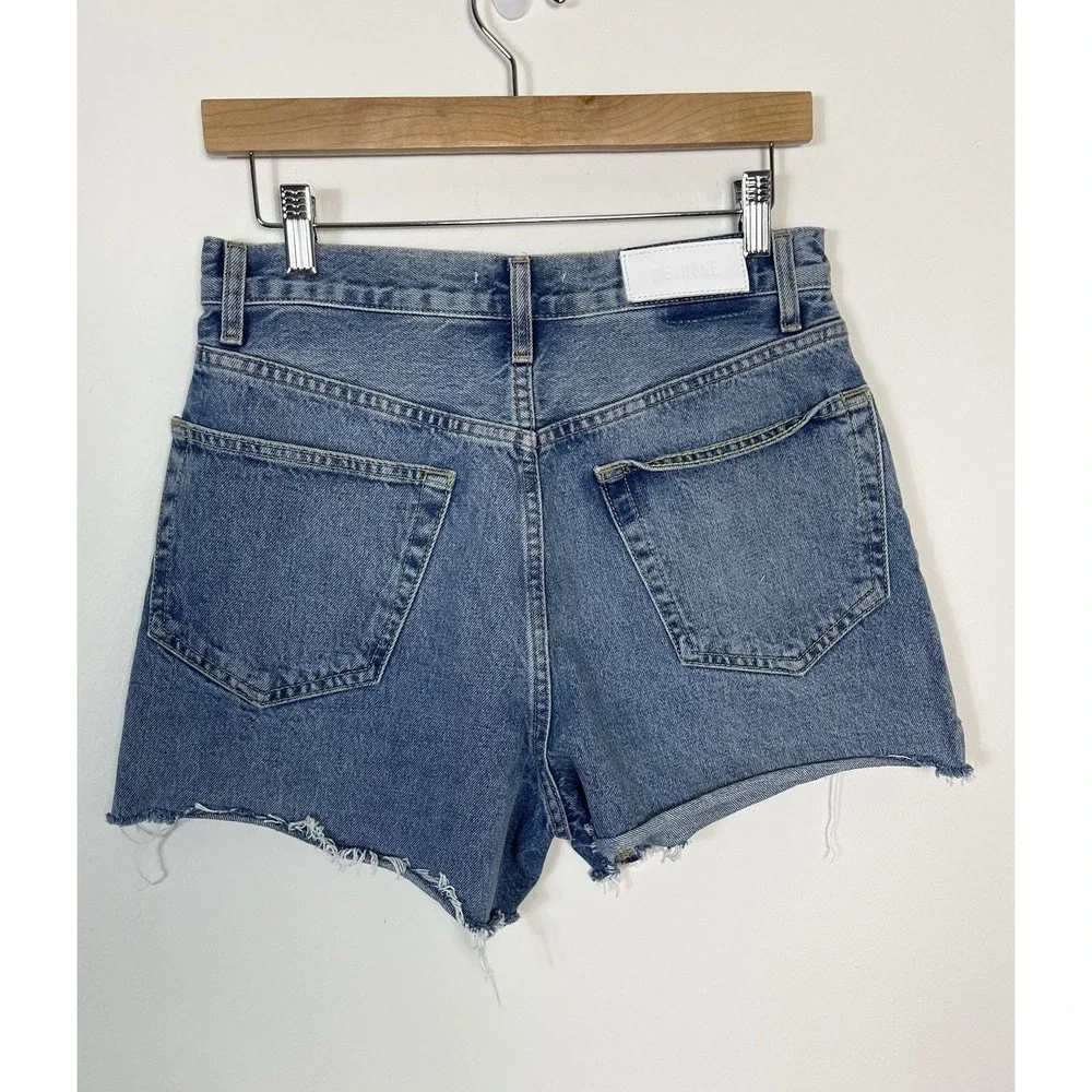 RE/DONE Originals Cut Off Denim Shorts Cool Medium Blue Organic Cotton Size 28